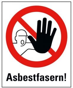 Warnung Warntafel Asbestfasern